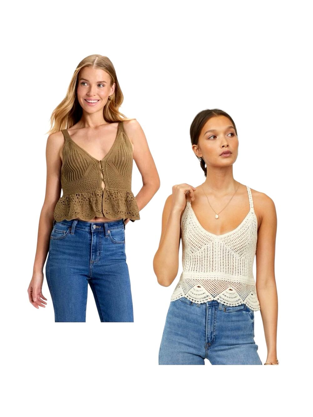 Two Crochet knitted tank top bundle Universal Thread & H&M see measurements